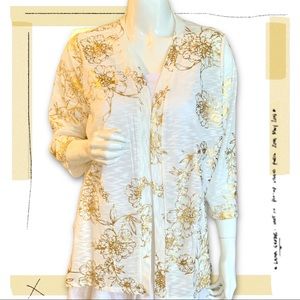 CORAL BAY GOLD SHIMMER DUSTER. WOMEN’S SIZE PETITE LARGE